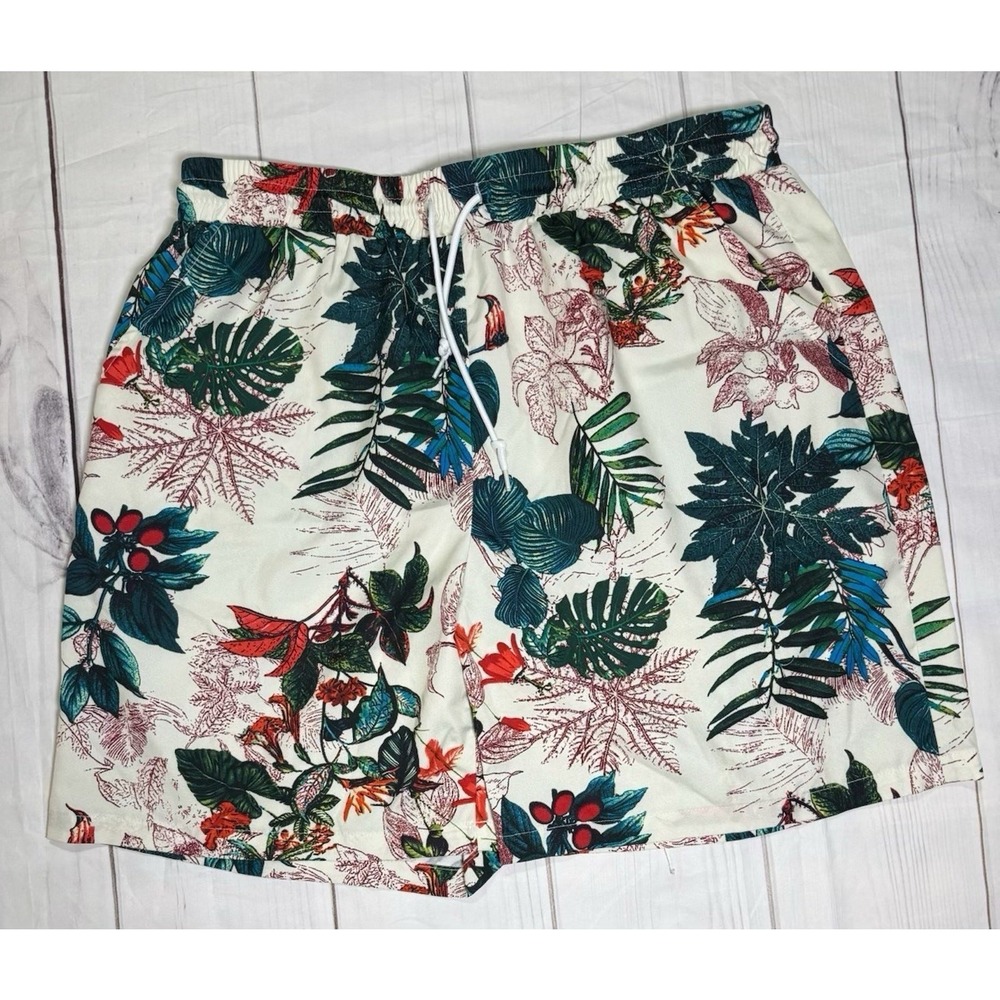 Coofandy Swim Trunks Mens Size XL Tropical Floral Hawaiian Pockets Summer Beach